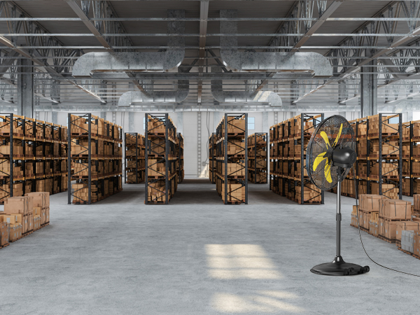 Evaporative Coolers and Industrial Fans for UAE Warehouses – Adams Tool House Evaporative air coolers and industrial fans improving ventilation in a UAE warehouse